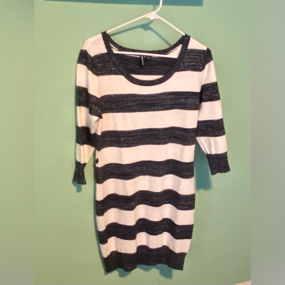 Kristin Nicole Navy Striped Sweater Dress